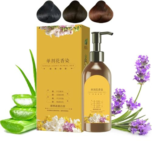 Nourishing Plant-Based Hair Color, Plant Single Dose Floral Fragrance Dye, Japanese Long Lasting Natural Hair Dye Shampoo, Softens and Adds Shine for Women & Men (Chestnut Brown)