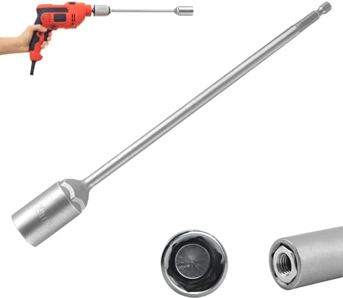 Suevut Wohnwagen Kurbel für Akkuschrauber, Verlängerung Kurbel mit 19mm Nuss, Länge 25cm, Für Wohnwagenstützen Und Caravan Wagenheberständer, Chrom Vanadium Stahl