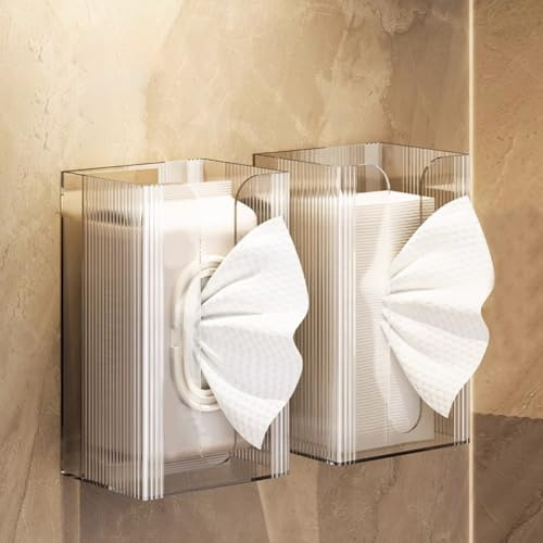 Scatola porta fazzoletti da parete, senza fori, in plastica ABS, dispenser per bagno e cucina, con apertura superiore facile da riempire, per fazzoletti facciali, asciugamani 20 x 12 x 10 cm (colore