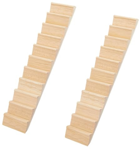 DICOSMETIC 2 pièces Escalier Miniature pour Maison de Poupée 1:12 Échelle Bois Escalier Miniature Décoration Sans Garde-corps Accessoires pour Maison de Poupée Modèle pour Décoration Paysagère Mise en