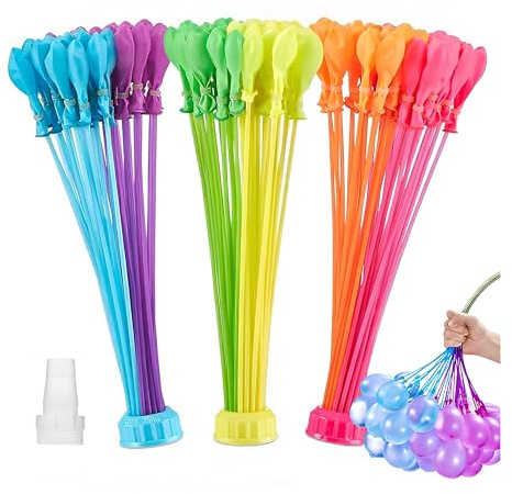 111pcs Ballons d'eau, Boules d'eau Auto-obturantes, Bombes à eau, Avec 3 Interfaces de Robinet, Gonflage Rapide, Adaptés aux Jeux d'eau en Plein air Pour Enfants et aux Fêtes en Plein air