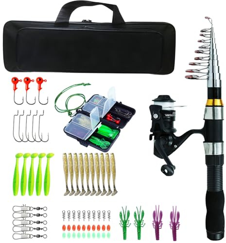 Combo -Angelrute - Tragbares Rollenset Mit Gehäuse, Komplettes Lichtkit | Dateirohr Im Freien Reisen, Nautical Sport Accessoire Für Erwachsene Anfänger Frischwasser Gesalzener Campingplatz Wanderwand