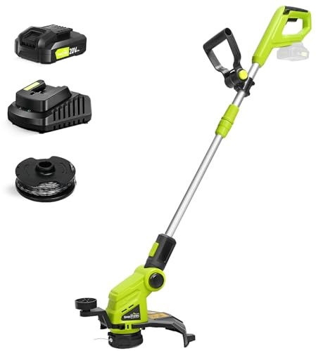 SnapFresh Cordless Grass Trimmer 20V 30.5cm Cutting Width Adjustable Telescopic Handle Lightweight 1.81kg Auto-Feed Line Edger Cutter 2.0Ah Battery Electric Garden Maintenance for Lawn Pruning Weed