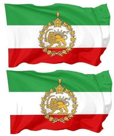 Iranische Flaggen-Set, alte historische persische Iran-Flagge mit Löwen-Sonnenkrone, langlebig, doppelt genäht und Polyester, iranische Persien, Löwe, Sonne, Krone, Flagge, Banner für Garten, Outdoor