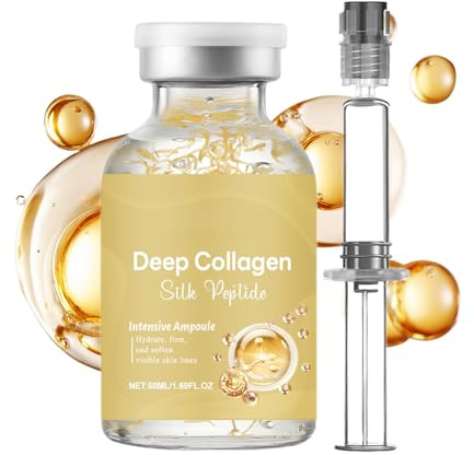 Ampolla Viso Collagene & Peptidi Di Seta – Collagene, Siero Illuminante & Rassodante | Idratante Viso 50ml Per Pelle Sensibile | Cura Giornaliera Giorno & Notte, Inverno, Viaggio, Pre?Trucco