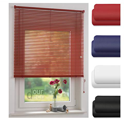 ourdeco® Jalousie aus PVC / 80 x 220 cm (Breite x Höhe) / Farbe rot/lichtdurchlässig bis Blickdicht/Einfache Montage an Wand oder Decke