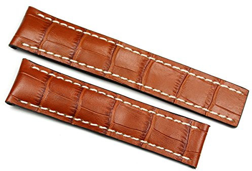 RIOS 1931 Deutsch 20mm Kalbseder für Breitling Faltschließe Uhrenarmband Alligator Narbung braun