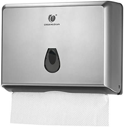 BBX Lephsnt Paper Towel Dispenser, CHUANGDIAN Wall-Mounted Hand Towel Dispenser (Silver)