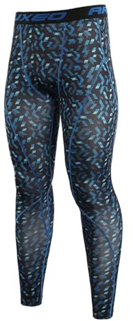 ARSUXEO Kompressionsstrumpbyxor för män, löparbyxor, baslayer-leggings K3, herr, mi blue, medium