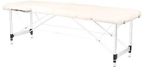 Activeshop Massageliege Klappbar Massagetisch Kosmetikliege Behandlungsliege Massage table Komfort mit 2 Zonen höhenverstellbaren Aluminium-Füßen und Premium-PU-Leder mit Tragetasche Cream