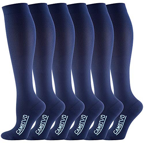 CAMBIVO 6 Paar Kompressionsstrümpfe Damen Herren, Stützstrümpfe,Kompressionsstrümpfe klasse 2, Kompressionssocken für Laufen, Sport, Flug, Reise