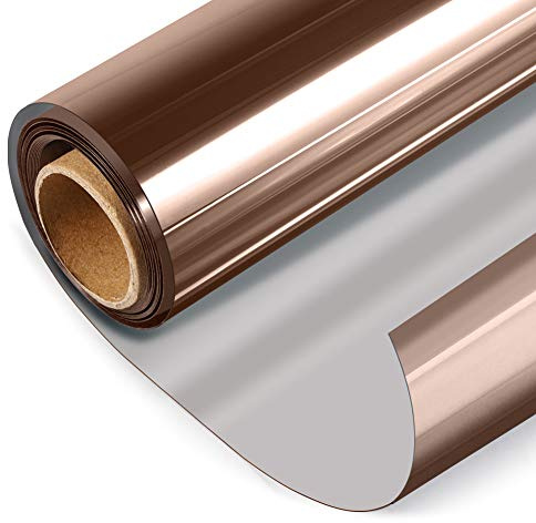HIDBEA One Way Mirror Window Film, Daytime Privacy Sun Blocking Reflective Window Film Static Cling Heat Control Window Tinting Film for Home and Office, Brown Silver, 17.5 x 78.7 Inch