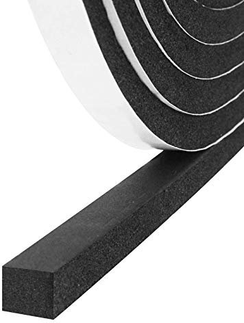 Nastro autoadesivo in schiuma, guarnizione in gomma per porte e finestre, resistente alle intemperie, anti-collisione, isolamento acustico, lunghezza totale ([12mm(B) x10mm(D) X5m(L)])