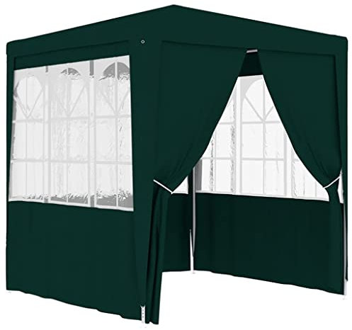 vidaXL Gazebo Professionale con Pareti Tenda per Feste Tendone Copertura Telo di Protezione Padiglione per Eventi 2,5x2,5 m Verde 90 g/m²