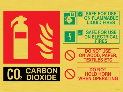 Este extintor contiene instrucciones de dióxido de carbono de CO2 para uso Signo - 200x150mm - A5L