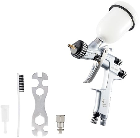 BenBow Lackierpistole PK70 MINI - MP 1,0mm Düse, Druckluft, professionell - Spray Gun mit 100ml Plastikbecher