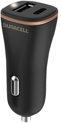 Duracell DR6026A Caricabatterie per dispositivi mobili Telefono cellulare Nero Accendisigari Auto (Duracell Car Charger Type-C PD18W +2.4A)