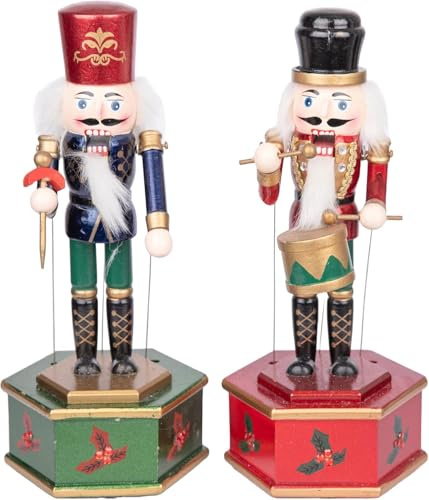 SHATCHI Boîte à Musique en Bois de 30 cm - Casse-Noisettes - Figurines animées - Marionnettes - Décoration d'intérieur - Fourni