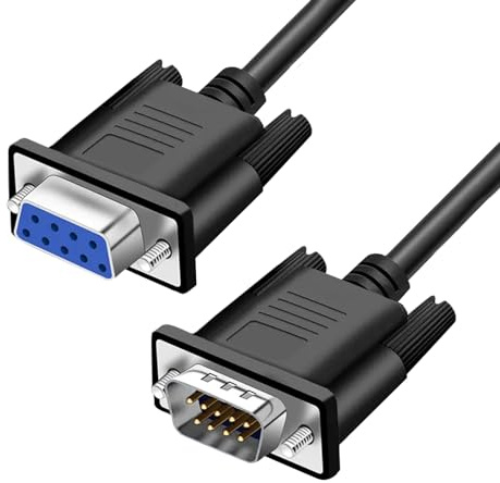 YIOVVOM DB9 RS232 Serielles Verlängerungskabel, Stecker auf Buchse, 9-polig, DB9-Kabel, gerade durch 9-polige serielle Stecker, schwarz, 1,5 m