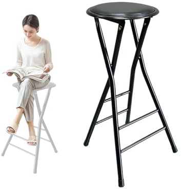 Sgabello Pieghevole da Bar, 70cm Sgabello Alto Senza Schienale, Sgabello Rotondo Portatile in Metallo per Cucina, Campeggio e Bagno (Size : Set of 1)