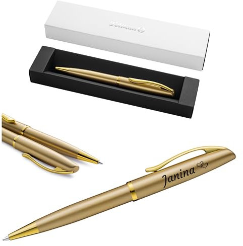 Pelikan Jazz® Noble Elegance K36 Kugelschreiber mit Gravur Geschenketui - einzigartige Stifte mit Namen - personalisierte Geschenke - Kugelschreiber personalisiert (Gold Gelb)