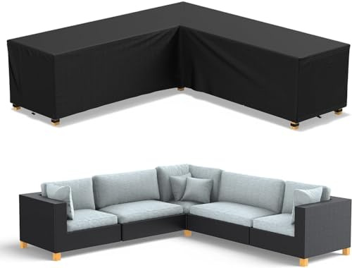 Garten Gartenmöbel Abdeckung L-Form, Schutzhülle für Gartenmöbel, wasserdicht Winddicht, Abdeckplane für Outdoor Ecksofa Eck-Loungegruppe Loungemöbel Rechteckig Abdeckhaube (270*270*90cm)