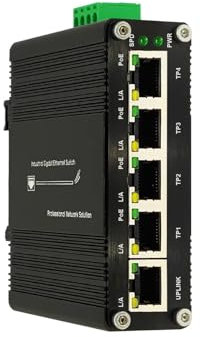 Switch industriale su guida DIN Gigabit Ethernet Switch PoE passivo Gigabit industriale a 5 porte for uscita 24 V 4 porte PoE da 10/100/1000 Mbps + 1 porta Ethernet da 10/100/1000 Mbps(Passive PoE Typ