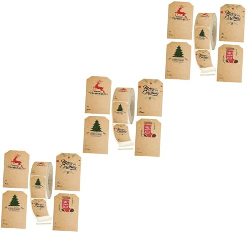 VILLCASE 3rollen Weihnachtsaufkleber Kreative Selbstklebende Etiketten Für Dekoration Und Bastelprojekte Verschiedene Designs Leicht Ablösbar Für Festliche Anlässe