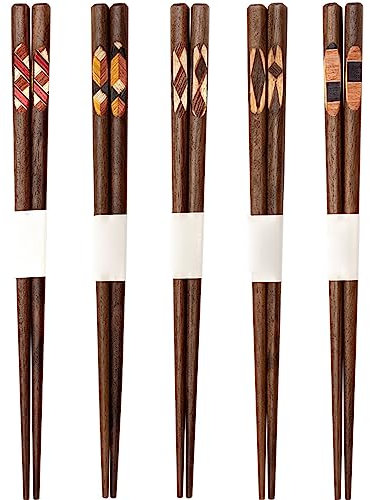 GAROEN Palillos de Metal, Palillos Chinos Personalizados para el hogar, Juego de Palillos japoneses Antideslizantes (5 Pares)
