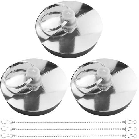 3 pièces Bouchon de vidange, Bouchon de vidange avec 3 pièces de chaîne de Suspension, Bouchon de vidange pour Baignoire, Bouchon de vidange, pour la Cuisine, la Salle de Bain, la Salle de Bain