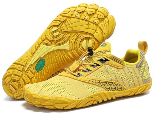 SAGUARO Unisex barfotaskor dam minimalistiska träningsskor herr utomhus vandringsskor spårlöparskor storlek 36–48, GUL, 42 EU