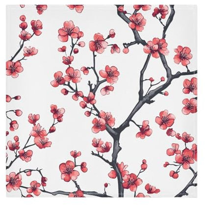 Servietten, Motiv: China, Pflaumenblüten, Weihnachten, wiederverwendbar, waschbar, farbige Servietten, Küchentuch, 6 Stück, 50,8 x 50,8 cm, servilletas de Tela para bautizo