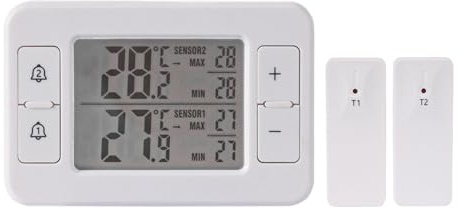 Kylskåpstermometer – frystermometer | Trådlös termometer för kylskåp | digital temperaturmonitor med sensor, kökstillbehör för kylskåp och frys