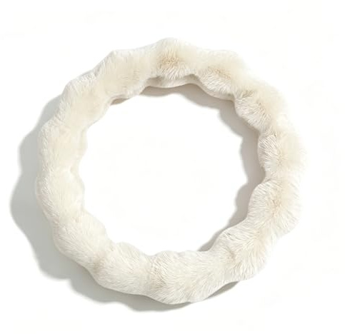 Pahajim Lenkradbezug Plüsch Lenkradhülle Winter Universal 36-39cm Fell Lenkrad Bezug Warm Lenkradschutz Lenkradabdeckung Lenkradschoner für Damen Herren (Weiß)