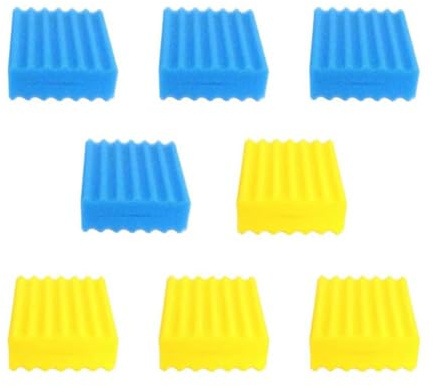 Ufeiwan Teichfilterschwämme für Sunsun CBF-Filter – Ersatz-Filtermedien-Schwamm-Set kompatibel mit CBF-200T/350/350B/350C/550 (4 gelbe und 4 blaue kompatible Cbf-350b)