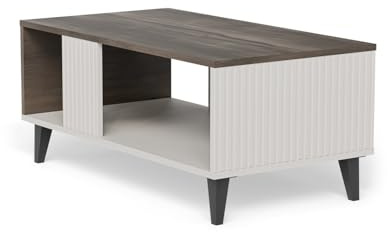 KOBI Banco de café Random 2 - Mesa Rectangular con Tablero de MDF en Nogal, Marco de Cachemira, Estante Inferior, diseño Moderno