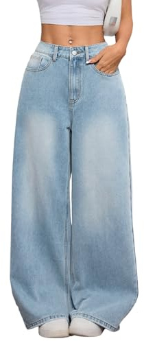 OYICAI Baggy Jeans für Damen Y2K Weite Beine Denim Hose | Hip-Hop, Y2K-Look der 2000er Jahre, Skater-Streetwear, Jeansstoff, locker bequeme Passform, Skateboard geeignet, casual