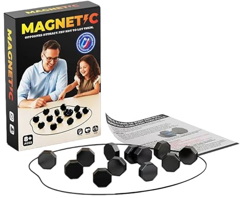 Juego de Ajedrez Magnético, Juego de Estrategia en Mesita con 20 Piezas Magnéticas y Cordón Ajustable, Juegos Portátiles Educativos de Damas para Niños y Adultos, Reuniones Familiares, Viajes