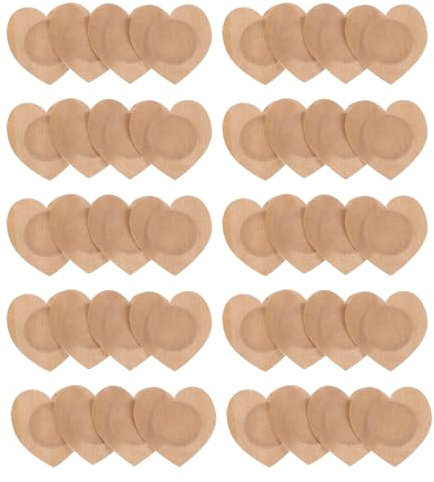 ERINGOGO 50 Piezas Compresas Desechables de Aceite de Ricino para Ombligo en Forma de Corazón 7x7 Cm, Parches Autoadhesivos Antifugas sin Lavado, Tela No Tejida Transpirable Algodón,