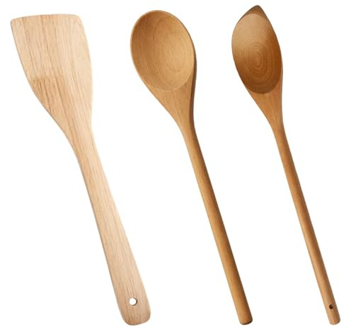 3 Pcs Wooden Spoon for Cooking, Long Handle Wooden Cooking Spoon, Large Cooking Wooden Spoon and Wooden Ladle for Serving and Eating, for Cooking Utensils