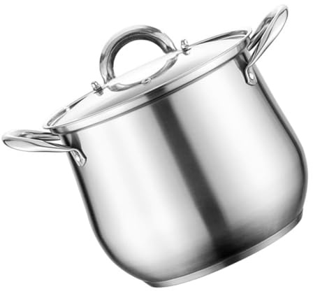 TOYANDONA Olla de Acero Inoxidable 24 Cm con Fondo Grueso y Doble Asa Olla Grande para Sopa con Tapa para Cocina y Guisos Resistente y Apta para Uso Diario