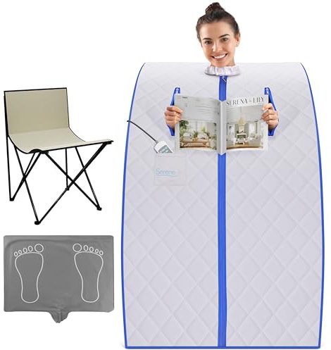 SereneLife Portable Infrared Sauna Tent for Home, 38 x 32, Silver