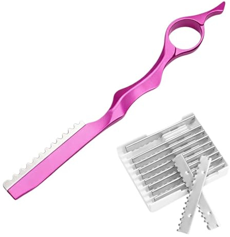 Cuchilla de afeitar de peinado, con 10 cuchillas de repuesto, Cuchillo de peluquería para adelgazar el cabello, Cuchillo para adelgazar el cabello, adecuado para barberías y cortes de pelo en casa.