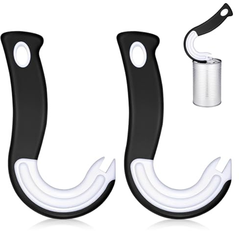 DOVBAN 2Pcs Abrelatas,Herramienta De Cocina En Forma De J,Abridor De Cristal,Abridor De Conservas,Abrelatas De Gancho,Abrebotellas,Abrebotellas,Fácil De Abrir