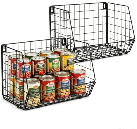Raoletin 2 Pack Can Storage Stackable Can Dispenser Organiser, Foldable Food Cupboard Organiser for Kitchen Pantry, Portable Snack Storage Rack Holder for Various of Canned Food Soda Drinks