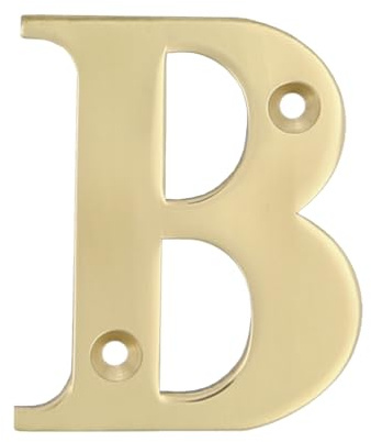 Amig - Letra B de Latón Pulido para Atornillar en Interior y Exterior - 50 mm - Adecuado para en Portales, Paredes o Fachadas de Casas - Acabado en Dorado