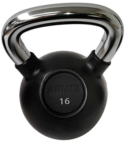 AMAYA SPORT Kettlebell aus Kautschuk mit verchromtem Griff, 16 kg