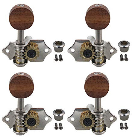 Yibuy 45 x 33 x 21 mm 2r2l Tuning Peg machine Head Tuners avec manche en bois pour ukulélé 4 cordes pour guitare Silver