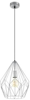 EGLO Pendellampe Carlton, 1 flammige Vintage Pendelleuchte | Retro Hängelampe aus Stahl, Farbe: Silber, Fassung: E27