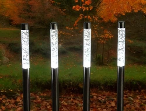 Dapo BUBBLE Solar-Garten-Leuchte, kaltweiß, 4er-Set | H: 34,5cm, Erdspiess 12cm